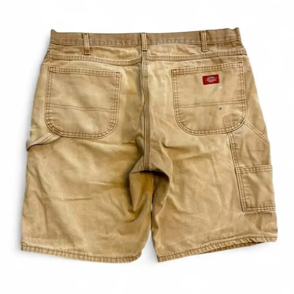 Dickies Duck Carpenter Utility Shorts Brown Canvas Workwear Size 38
